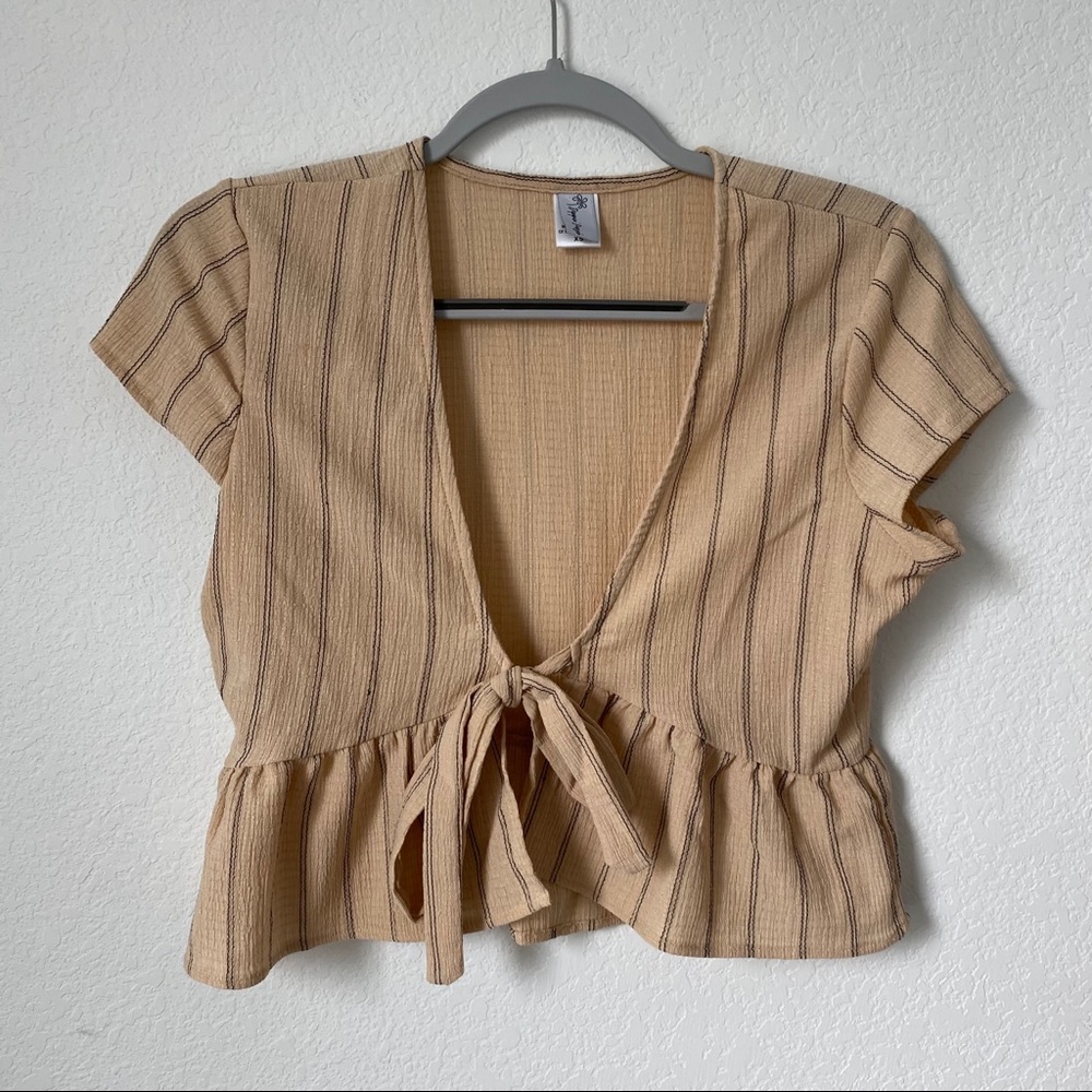 Dippin’ Daisy Front Tie Striped Blouse